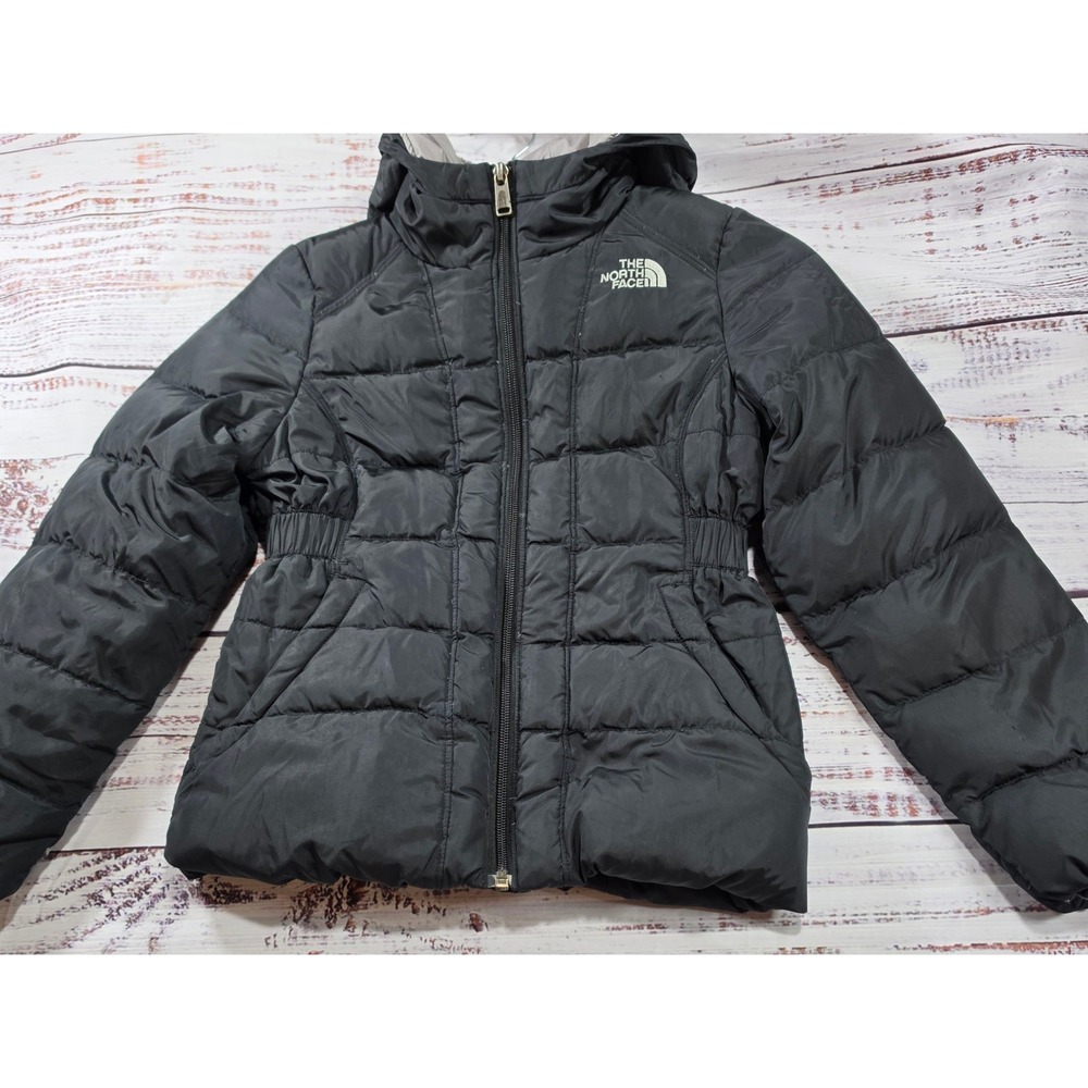 The North Face Puffer Jacket Girls M Black Excellent Quilted Hooded Winter Coat‎